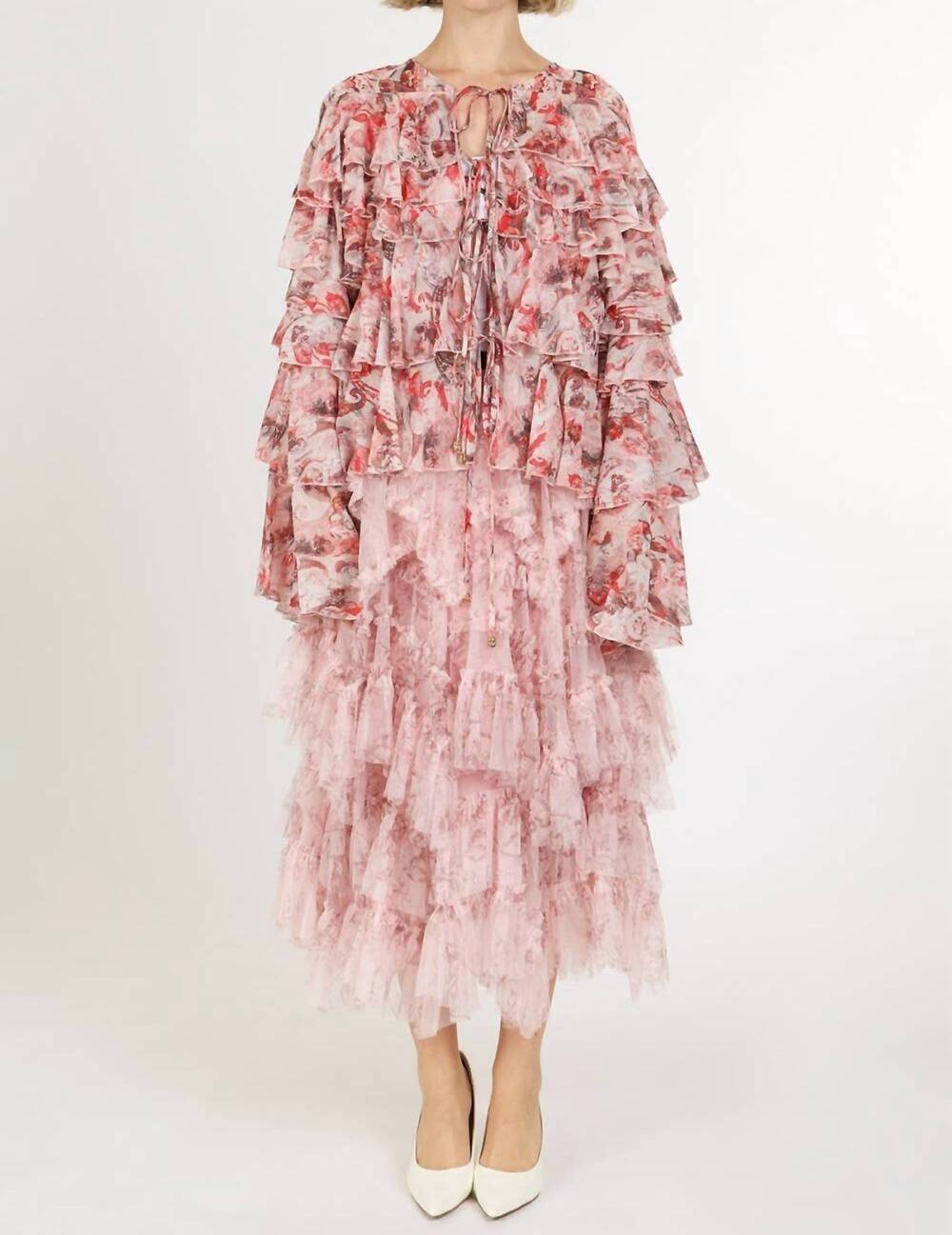NEW BEULAHSTYLE parisan tiered maxi skirt in pink